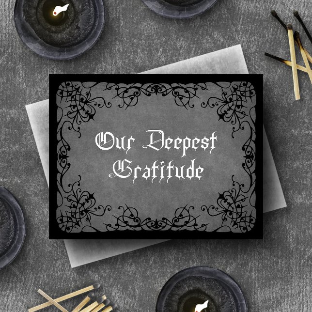 Gray Black Gothic Wedding Thank You Card (Creator Uploaded)