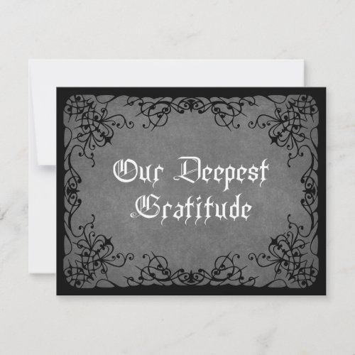 Gray Black Gothic Wedding Thank You Card