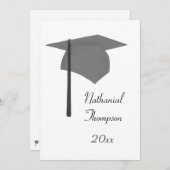 Gray Black Graduation Cap and Tassel Invitations (Front/Back)