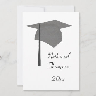 Gray Black Graduation Cap and Tassel Invitations