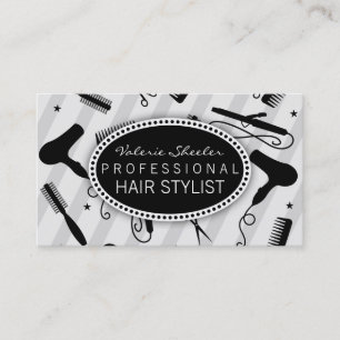 Gray & Black Hair Salon Tools Business Card