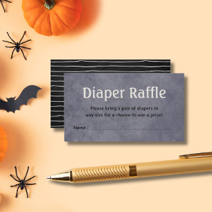 Gray Black Halloween Baby Shower Diaper Raffle Enclosure Card