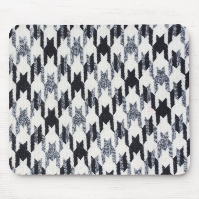 Gray & Black Houndstooth Modern Fabric Texture Mouse Pad (Front)