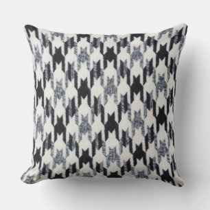Gray & Black Houndstooth Modern Fabric Texture Throw Pillow