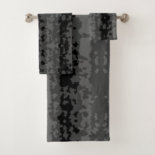 Gray Black Irregular Abstract Pattern Design  Bath Towel Set