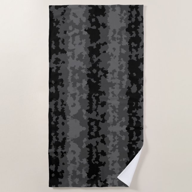 Gray Black Irregular Abstract Pattern Design  Beach Towel (Front)