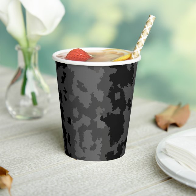 Gray Black Irregular Abstract Pattern Design  Paper Cups (Insitu)