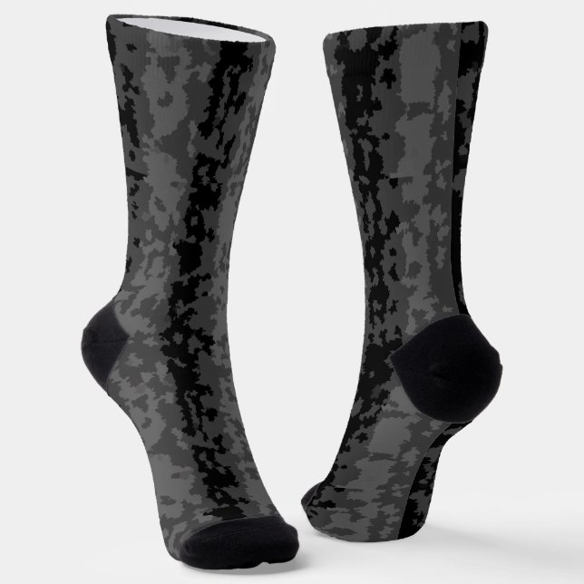 Gray Black Irregular Abstract Pattern Design  Socks (Angled)