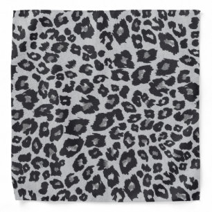 Gray Black Leopard Animal Print Bandana
