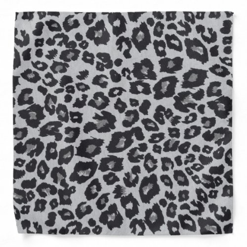 Gray Black Leopard Animal Print Bandana