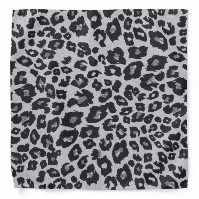Gray Black Leopard Animal Print Bandana (Front)