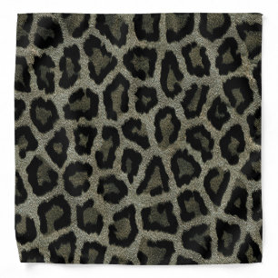 Gray Black Leopard Animal Print Bandana