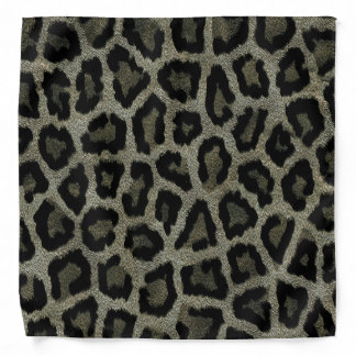 Gray Black Leopard Animal Print Bandana