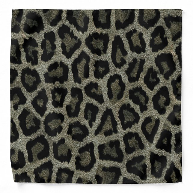 Gray Black Leopard Animal Print Bandana (Front)