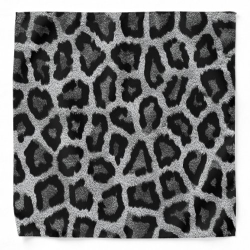 Gray Black Leopard Animal Print Bandana