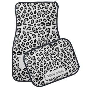 Gray Black Leopard Animal Print Pattern Car Mat