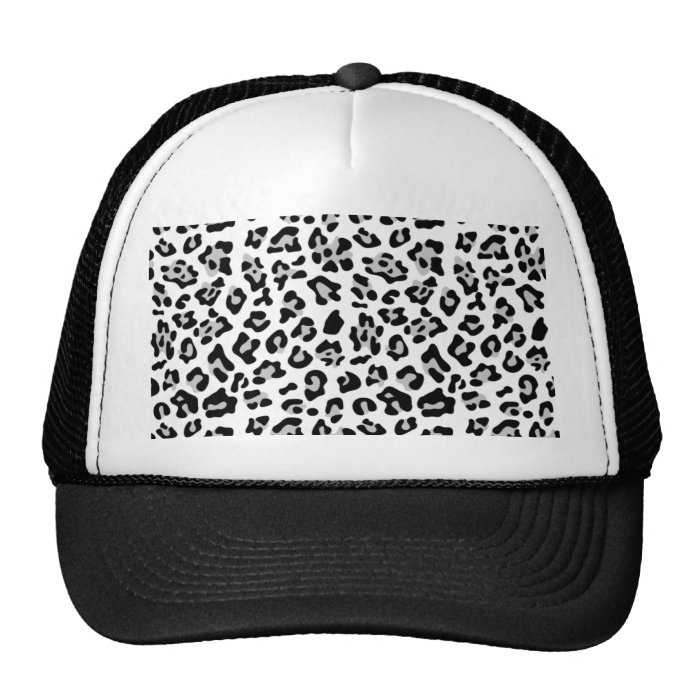 Gray Black Leopard Animal Print Pattern Hat