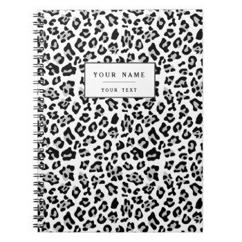 Gray Black Leopard Animal Print Pattern Notebook by GraphicsByMimi at Zazzle