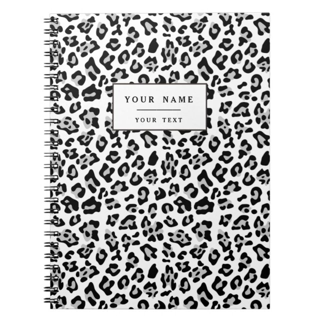 Gray Black Leopard Animal Print Pattern Notebook (Front)