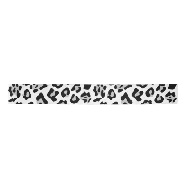 Gray Black Leopard Animal Print Pattern Satin Ribbon (Front)