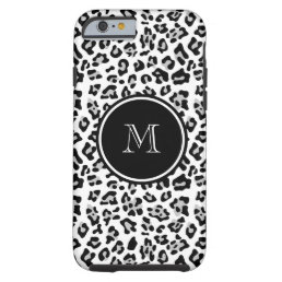 Gray Black Leopard Animal Print with Monogram Tough iPhone 6 Case