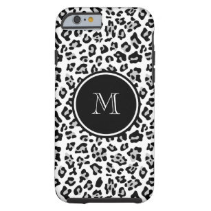Gray Black Leopard Animal Print with Monogram Tough iPhone 6 Case