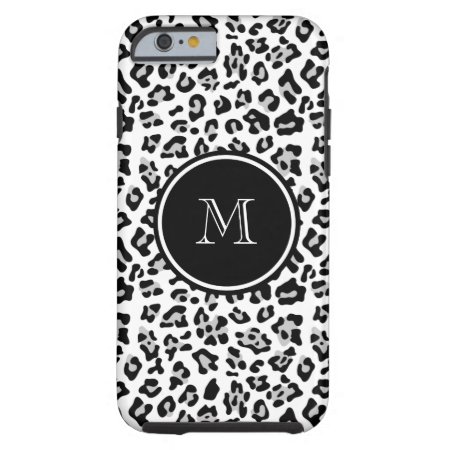 Gray Black Leopard Animal Print With Monogram Tough Iphone 6 Case