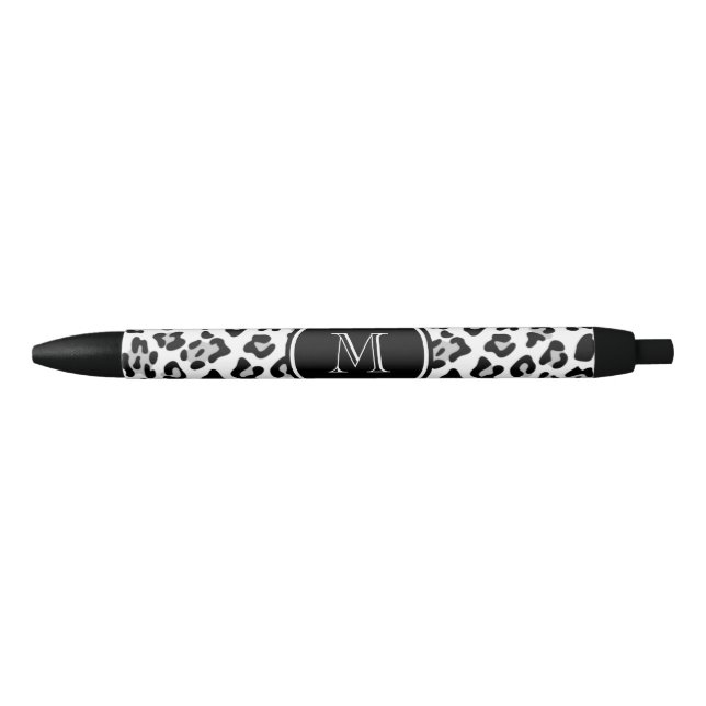 Gray Black Leopard Animal Print with Monogram Pen (Front)