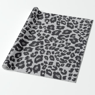 Gray Black Leopard Animal Print Wrapping Paper