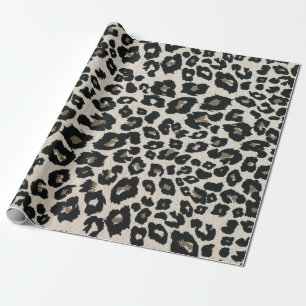 Gray Black Leopard Animal Print Wrapping Paper
