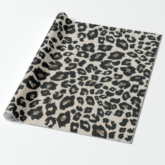 Gray Black Leopard Animal Print Wrapping Paper