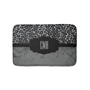 Gray & Black Leopard Pattern   DIY Monogram Bathroom Mat