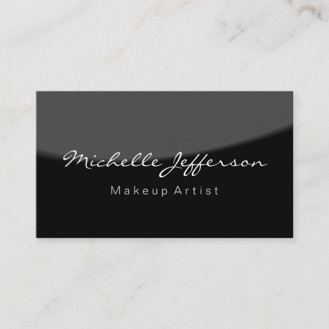 Gray Black Make up Artist Script Business Card (Front)