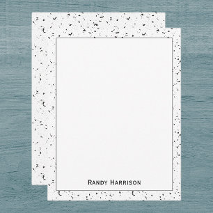 Gray - Black Marble Chips Terrazzo Pattern Frame Note Card