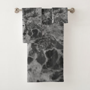 Gray Black Marble Delicado #1 #wall #decor #art Bath Towel Set