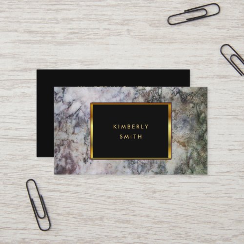 Gray black marble gold frame professional business card