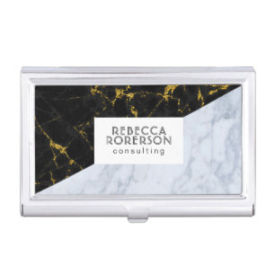Gray & Black Marble Modern Design Case For Business Cards