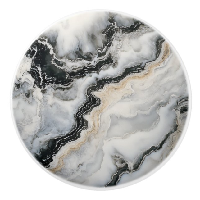 Gray Black Marble Pattern Ceramic Knob (Front)