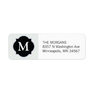 Gray & Black Modern Chevron Custom Monogram Label