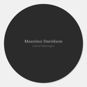 Gray Black Modern Minimalist Simple Serif Font Classic Round Sticker