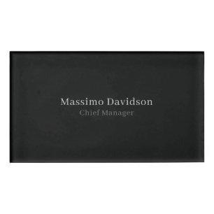 Gray Black Modern Minimalist Simple Serif Font Name Tag
