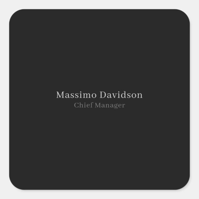 Gray Black Modern Minimalist Simple Serif Font Square Sticker (Front)