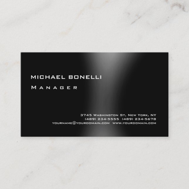 Gray Black Modern Simple Manager Business Card (Front)