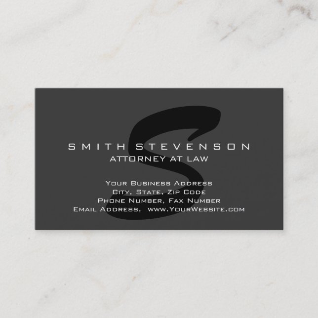 Gray Black Monogram Attorney at Law Business Card (Front)