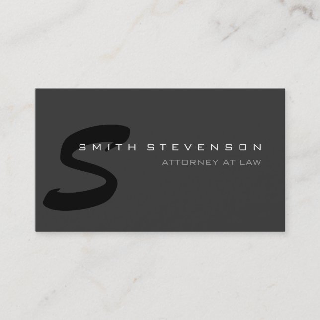 Gray Black Monogram Attorney at Law Business Card (Front)