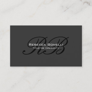 Gray Black Monogram Business Card