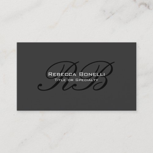 Gray Black Monogram Business Card