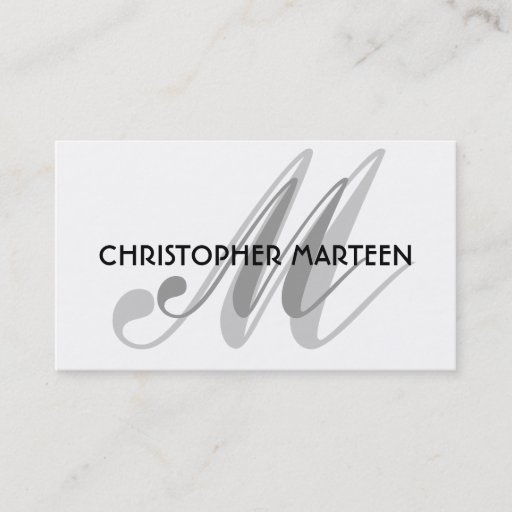 Customizable Gray Black Monogram business cards