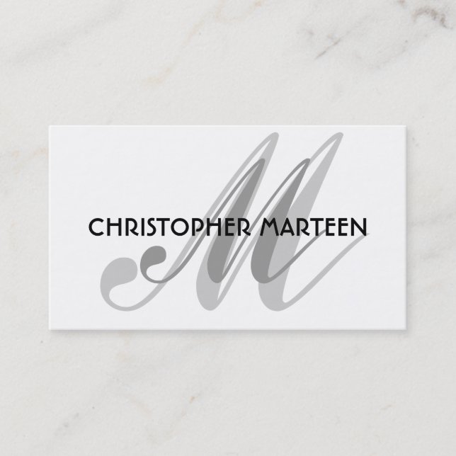 Gray Black Monogram business cards (Front)