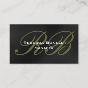 Gray Black Monogram Manager Business Card